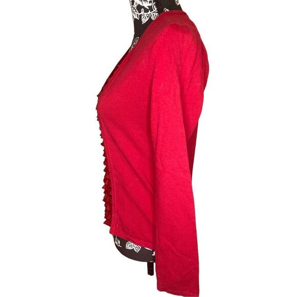 Notations Ruffled Sweater Sheer Stripes Winter Everyday Preppy - Picture 3 of 14